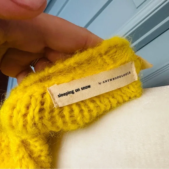 Anthropologie Sleeping on Snow Bright Lights Yellow Pullover Sweater M - Picture 8 of 9